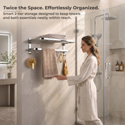 Plantex 304 Grade Stainless Steel Towel Hanger for Bathroom/Dual Folding Towel Rack/Towel Holder/Bathroom Accessories (24-Inch) Chrome