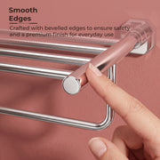 Plantex 304 Grade Stainless Steel Towel Rack with Hooks/Bathroom Towel Rod/Towel Hanger/Bathroom Accessories - Nipron (24-inch) Chrome