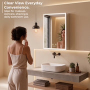 Plantex 304 Stainless Steel Bathroom Mirror Cabinet/Mirror Cabinet for Wash Basin/Bathroom Organiser with Mirror -Chrome (16x24 Inch/LED, Defogger & Bluetooth)