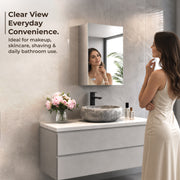 Plantex Bathroom Mirror Cabinet/304 Stainless Steel Bathroom Cabinet with Mirror/Bathroom Storage Cabinet/Wall Mounted Mirror Bathroom Cabinet (12x18 Inch-Chrome)