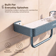 Plantex 4in1 Shelf for Bathroom/Aluminium and Acrylic Shelf with Tumbler Holder, Liquid Soap Dispenser and Napkin Space/Bathroom Organizer with Drill-Pack of 1(Grey and Milky White)