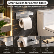 Plantex Platinum SS - 304 Grade Toilet Paper Holder/Toilet Paper Roll Holder with Mobile Stand/Toilet Paper Roll Holder Stand/Bathroom Accessories (Chrome)
