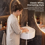 Plantex Ceramic Wall Hung Basin/Corner Bathroom Basin/Wall Mounted Wash Basin with 10 Years Glaze Warranty/Sink for Living Room (Eva -White- 14x14x6 inch)