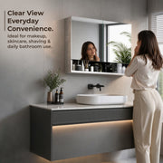 Plantex Bathroom Mirror Cabinet/304 Stainless Steel Bathroom Cabinet with Mirror/Bathroom Storage Cabinet/Wall Mounted Mirror Bathroom Cabinet (24x32 Inch-Chrome/Double Door)