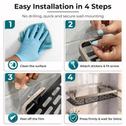 Plantex Bathroom Organizer Without Drill/Stainless Steel & Aluminium Shelf for Wall with Adhesive Stickers - Pack of 2 (12x5 inches, Satin & Black)