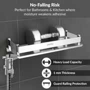 Plantex Stainless Steel Bathroom Shelf Rack/Bathroom Organizer/Wall Shelf for Bathroom Accessories Set/Kitchen Stand/Kitchen Shelves & Racks - Chrome (12x5 Inch)