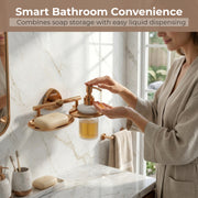 Plantex J4 Stainless Steel Soap Dish with Liquid Dispenser/Soap Stand for Bathroom Wall Mount/Shampoo Dispenser/Bathroom Accessories (PVD Rose Gold Finish) Angel
