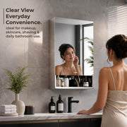 Plantex Bathroom Mirror Cabinet/304 Stainless Steel Bathroom Cabinet with Mirror/Bathroom Storage Cabinet/Wall Mounted Mirror Bathroom Cabinet (20x32 Inch-Chrome)