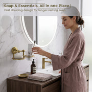 Plantex 304 Grade Stainless Steel 2in1 Soap Holder with Tumbler Holder/Bathroom Accessories - Skyllo (Antique)