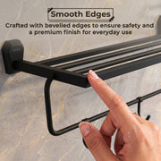 Plantex Towel Rack for Bathroom/304 Grade Stainless Steel Towel Stand/24 Inch Towel Hanger/Towel Holder/Bathroom Accessories - Pack of 1 (PMB-2401, Z-Black)