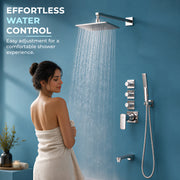 Plantex 3 Way Thermostatic Shower Diverter/Pure Brass Concealed & Exposed 3-Outlet Mixer Valve Body/Multi-Function Bathroom Diverter with Button Control - (Kubix Primium-2587)