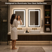 Plantex LED Mirror for Bathroom with 3 Tone/Designer Mirror for Living Room/Bedroom/Dressing Room - Rectangle Shape (18 X 24 Inch)