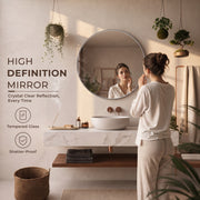 Plantex Frameless Round Mirror with Beveled Smooth Edges/Wall Mirror for Bathroom/Dressing Room/Living Room/Bedroom/Entryway (24 Inch)