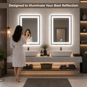 Plantex Metal LED Wall Mirror with Triple-Tone/Touch Mirror for Bedroom/Dressing Room/Living Room - Rectangle Shape (18 X 24 Inch)