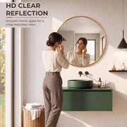 Plantex Mirror for Wall/Aluminium Frame Bathroom Mirror/Round Mirrors for Bathroom/Wall Mount Mirrors for Bedroom/Dressing Room/Living Rooms/Entryway - Shatterproof (24inch-Gold Brushed)