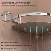 Plantex Bathroom Corner Shelf for Wall Mount/304 Grade Stainless Steel Corner Shelf for Bathroom with Railings/Bathroom Accessories - Pack of 2  (9x9 inches, Chrome)