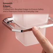 Plantex 304 Grade Stainless Steel Toothbrush Holder Wall Mount/ABS Material Tumbler Holder for Wash Basin and Bathroom- Nipron (Chrome)