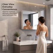 Plantex Bathroom Mirror Cabinet/304 Stainless Steel Bathroom Cabinet with Mirror/Bathroom Storage Cabinet/Wall Mounted Mirror Bathroom Cabinet (18x18 Inch-Chrome/Double Door)