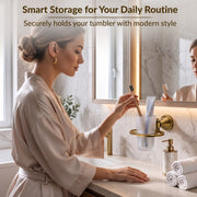 Plantex 304 Grade Stainless Steel Toothbrush Holder/ABS Tumbler Stand for Bathroom and Wash Basin/Bathroom Accessories - Niko (Antique)