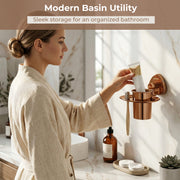 Plantex J4 Stainless Steel Toothbrush Holder for Bathroom/Toothbrush Stand for Bathroom/Tumbler Holder/Bathroom Accessories (PVD Rose Gold Finish) Angel