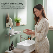 Plantex Stainless Steel with ABS Material 2 in 1 Soap Holder with Tumbler Holder/Soap Dish/Tooth Brush Holder/Bathroom Accessories - Wall Mount (Chrome)
