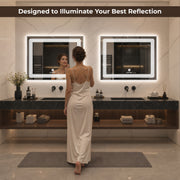 Plantex Glass LED Mirror for Bedroom/Wall with 3 Lighting Option/Smart Mirror for Living Room/Bedroom/Dressing Room - Rectangle Shape (18 X 24 Inch)