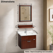 Plantex Glass, Ceramic, HPP Wall Mount Vanity Cabinet with Washbasin and Mirror/Unbrekable Bathroom Organizer/Washbasin with Cabinet (Brown)
