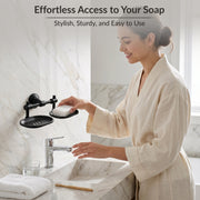 Plantex 304 Grade Stainless Steel Dual Soap Dish for Bathroom/Soap Stand/Wall Mounted Soap Holder for Bathroom Accessories Niko (Black)