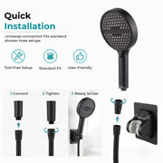 Plantex Hand Shower for Bathroom/6 Mode Multifunctional Shower/5-Inch ABS Plastic Silicone Handheld Shower Head/Easy Mode Switching – (Black, H-627)