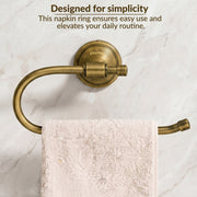 Plantex Stainless Steel 304 Grade Niko Napkin Holder/Towel Holder/Towel Hanger for Kitchen/Towel Ring/Bathroom Accessories - (Pack of 1,Brass Antique)