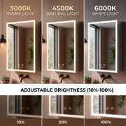 Plantex 304 Stainless Steel Bathroom Mirror Cabinet/Mirror Cabinet for Wash Basin/Bathroom Organiser with Mirror -Chrome (16x24 Inch/LED, Defogger & Bluetooth)