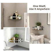 Plantex Bathroom Corner Shelf for Wall Mount/304 Grade Stainless Steel Corner Shelf for Bathroom with Railings/Bathroom Accessories - Pack of 2  (9x9 inches, Chrome)