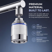 Plantex Tap Water Filter for Kitchen & Bathroom Faucet/Faucet Mounted Water Filter with Replaceable Cartridge/ABS Plastic Compact Tap Filter for Home - Chrome & White