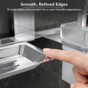 Plantex 304 Grade Stainless Steel Soap Dish with Liquid Soap Dispenser/Holder for Bathroom & Lavatory/Bathroom Accessories (Chrome)