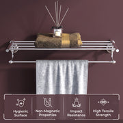 Plantex 304 Grade Stainless Steel 24 inch Towel Rack for Bathroom/Towel Stand/Hanger/Bathroom Accessories - Skyllo (Chrome)
