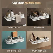 Plantex Acrylic Bathroom Organizer/Shelf for Kitchen/Wall - Accessories (9x5 Inches-White)