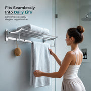 Plantex Stainless Steel Towel Holder in Bathroom/Cloth Hanger for Wall/Towel Rack/Bathroom Accessories (18 Inch - Chrome)