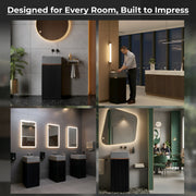 Plantex Acrylic Resin & Quartz Matt Pedestal Basin For Bathroom/One Piece Pedestal Free Standing Square Wash Basin For Living Room/Hotel (Grey & Black)