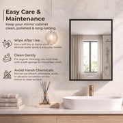 Plantex Bathroom Cabinet with Mirror/Aluminium Framed Bathroom Cabinet Storage/Mirror Cabinet for Bathroom Wall/Bathroom Organiser Cabinet (14x20 Inch, Black)