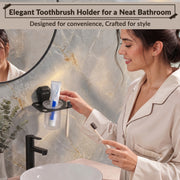 Plantex Tumbler Holder for Bathroom/304 Grade Stainless Steel Toothbrush Holder/Toothpaste/Razor Holder/Bathroom Accessories - Pack of 1 (PMB-2406, Z-Black)