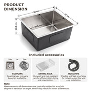 Plantex Premium Kitchen Sink with 25 Years Warranty by Plantex/Heavy-Duty Stainless Steel Sink for Kitchen with Square Coupling, Hose Pipes and Drain Rack/Single Bowl Sink (Silver Matt-22x18x9 Inches)