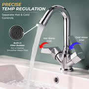 Plantex Sink Tap for Kitchen Basin with Teflon Tape/Kitchen Mixer Tap with 360° Swivel Spout/Hot and Cold Mixer (Celesiya-1240-Chrome)