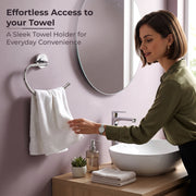 Plantex 304 Grade Stainless Steel Towel Ring for Wash Basin/Napkin Hanger for Bathroom/Hand Towel Holder/Bathroom Accessories - Daizy (Round,Chrome)