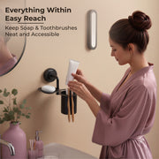 Plantex 304 Grade Stainless Steel 2in1 Soap Holder with Tumbler Holder/Bathroom Accessories - Daizy (Black)