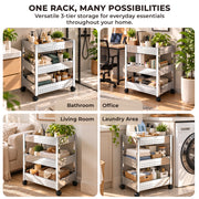 Plantex Stainless Steel 3-Tier Vegetable Storage Basket for Kitchen/Onion Garlic Stand-Trolley (Square Profile-Silver)