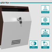 Plantex Letter Box/GI Steel Suggestion Box for Office with Key Lock/Post Box for Gate Home/Complaint Box/Wall Mounted Mail Box - (Coffee & White)