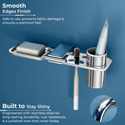 Plantex 2in1 Soap Dish with Tumbler Holder for Bathroom/304 Grade Stainless Steel Toothbrush Holder with Soap Case/Bathroom Accessories - (Regent, Chrome)