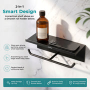 Plantex Dual Toilet Paper Holder for Bathroom/GI Steel Tissue Paper Roll Holder with Mobile Stand/Toilet Paper Roll Holder/Bathroom Accessories - (Black)