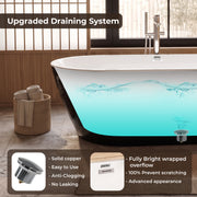 Plantex Bathtub For Bathroom/Freestanding Bath tub for Adults/Deep Soaker Bathtub with Overflow, Popup and Drain Pipe (BSM-203-Black & White-1700mm)