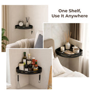 Plantex Self Adhesive Bathroom Corner Shelf/Bathroom Shelf Corner with Removable Hooks/Aluminum No Drill Bathroom Corner Organiser/Rack(9x9 inch Matt Black)